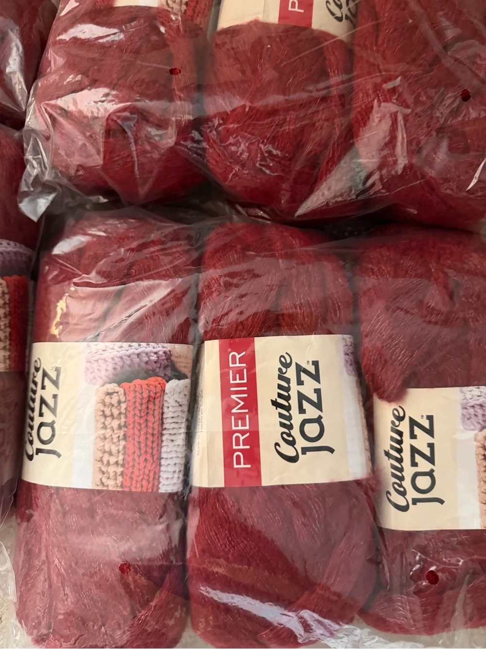 Premier Couture Jazz Yarn - Color 26-39 Ruby. Lot of 12 Skeins